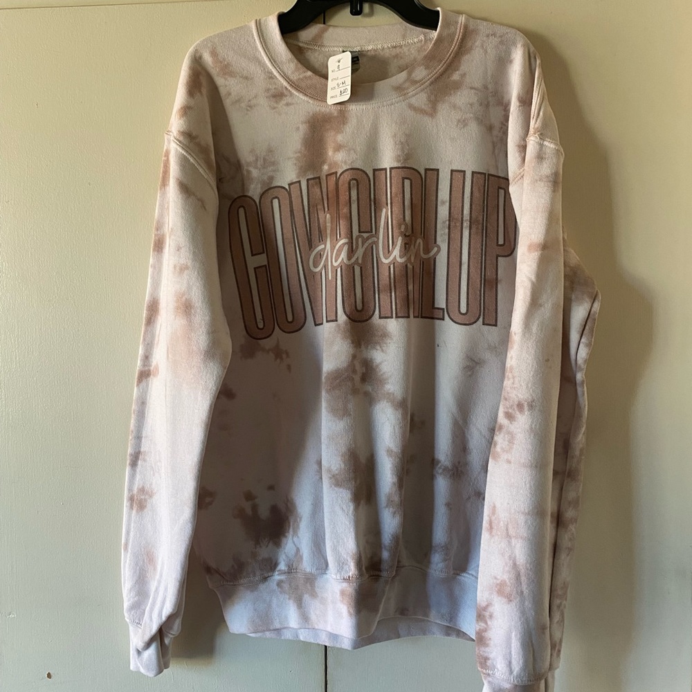 SOLD‼️ Gildan Tie-Dye Crew Neck Sweater - Brown and Cream